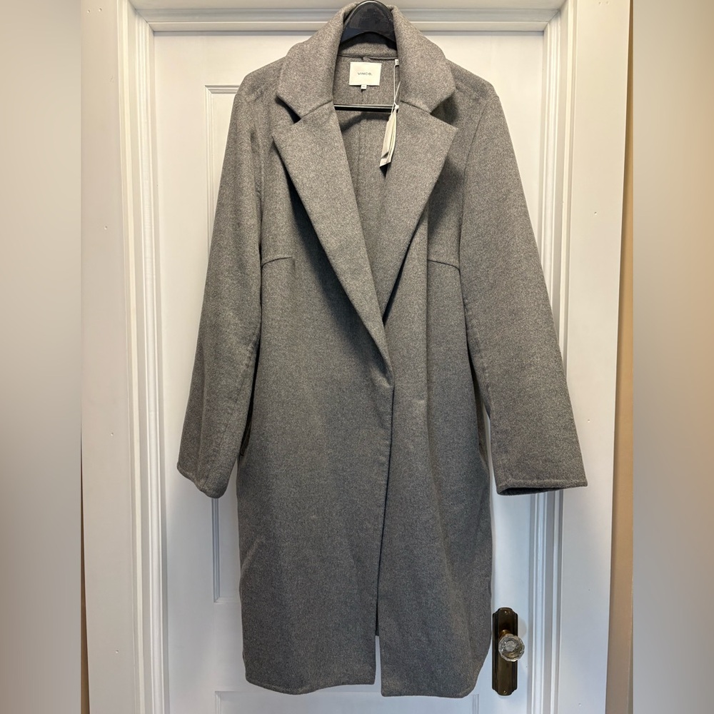 NWT Vince Classic Wool-Blend Straight Coat XXL Charcoal